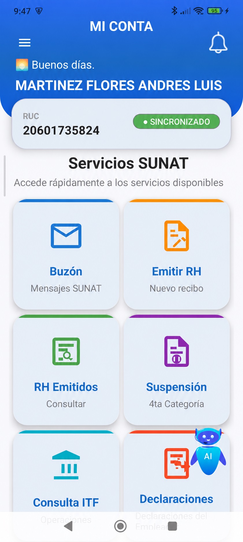Pantalla principal Mi Conta